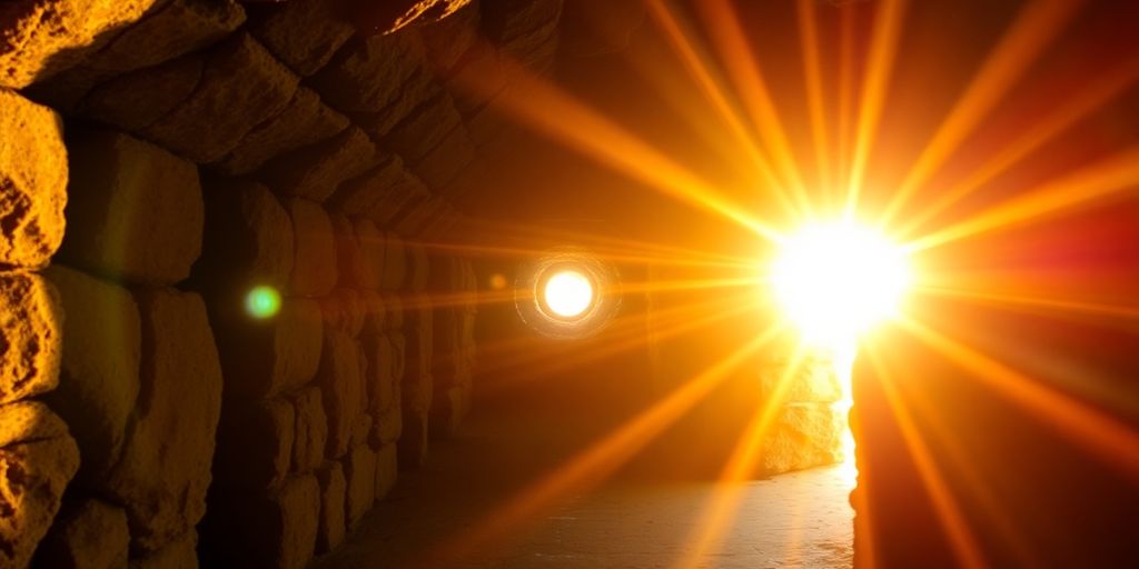 Sunlight illuminates ancient Newgrange passage tomb